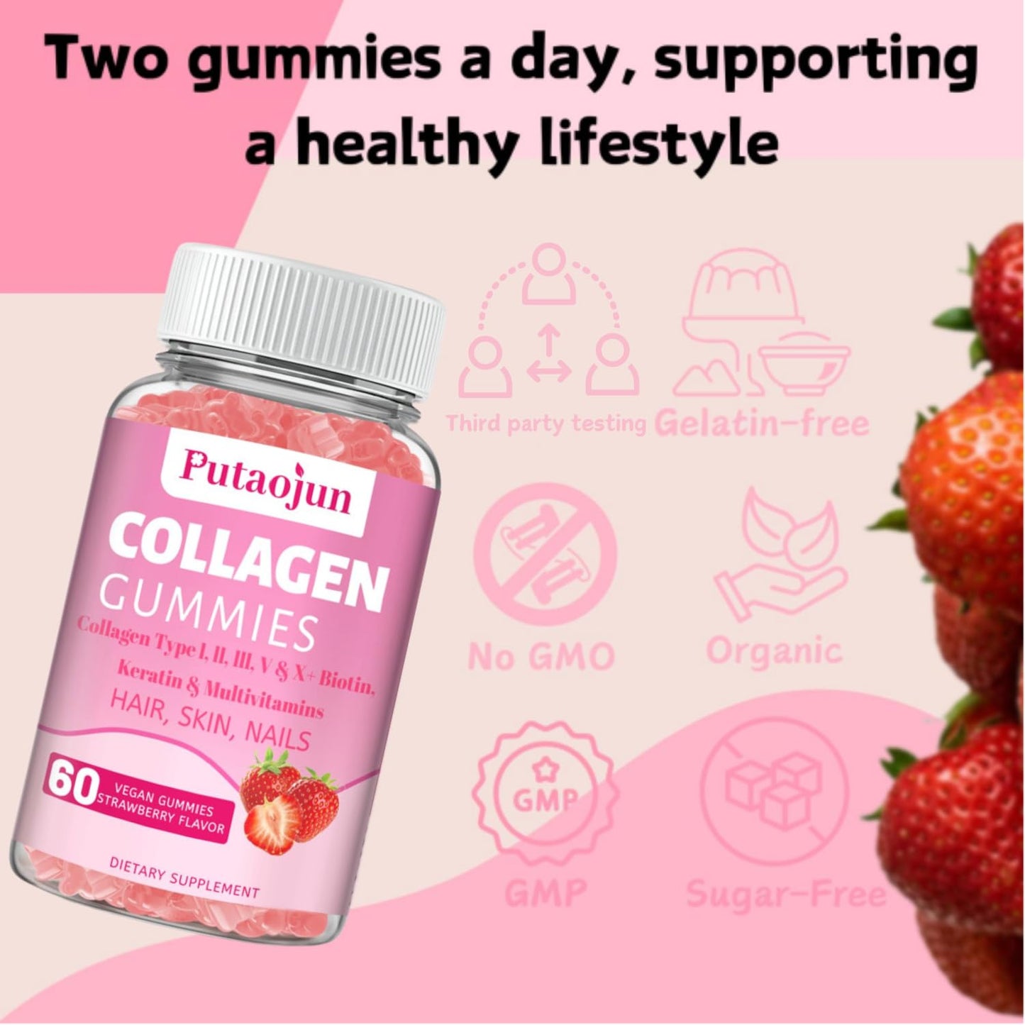 Putaojun Collagen Gummies 60 Count