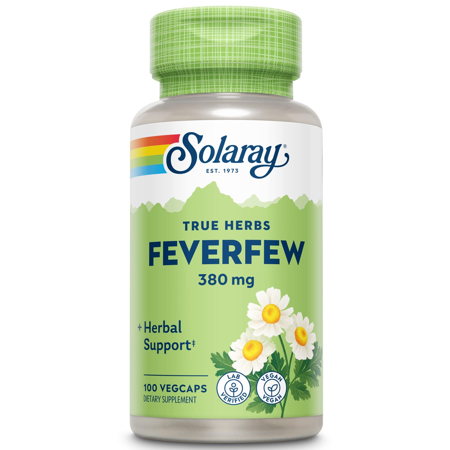 SOLARAY Feverfew Leaf 380 mg Capsules, 100 Count