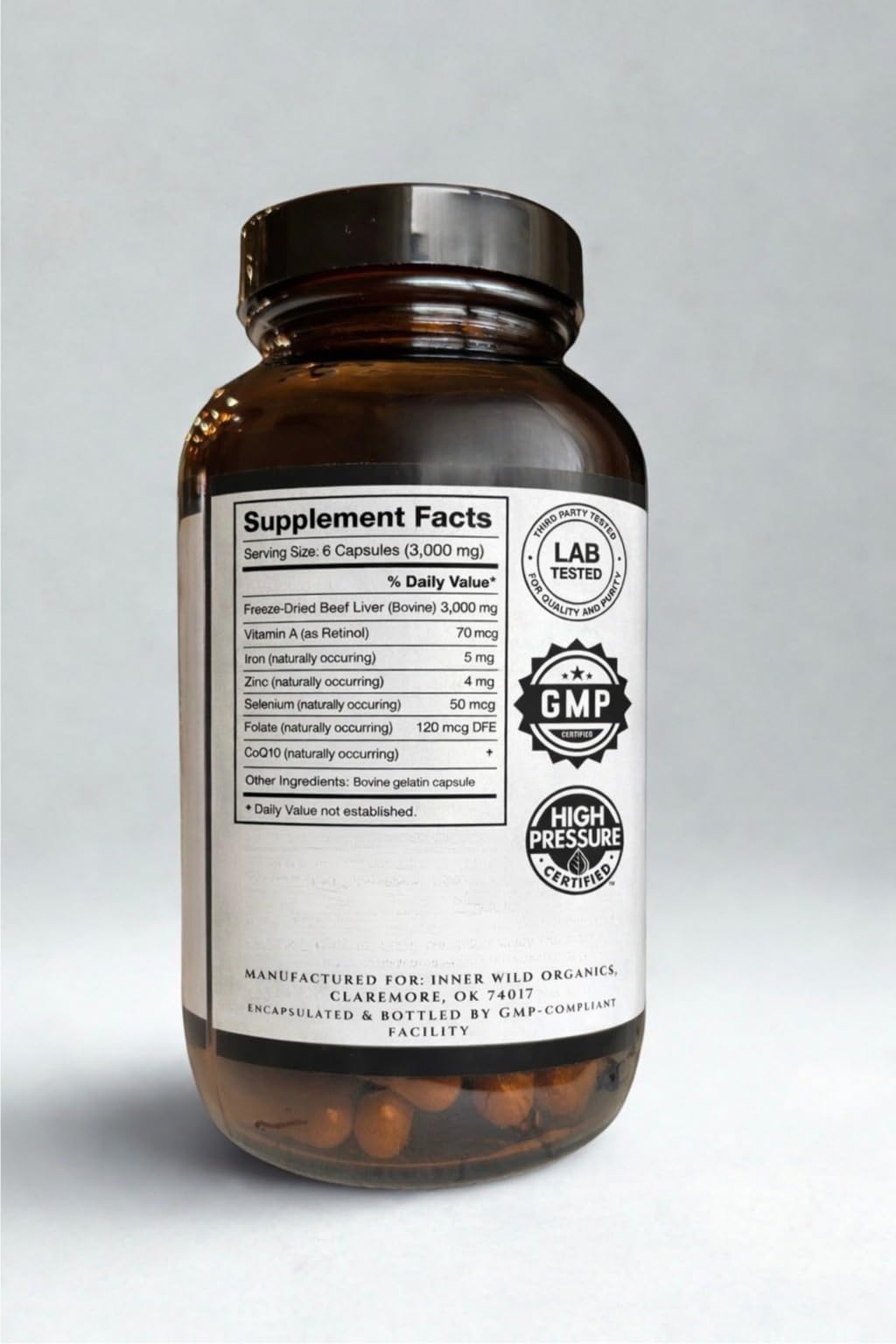 Inner Wild Organics Beef Liver Capsules 1 Count