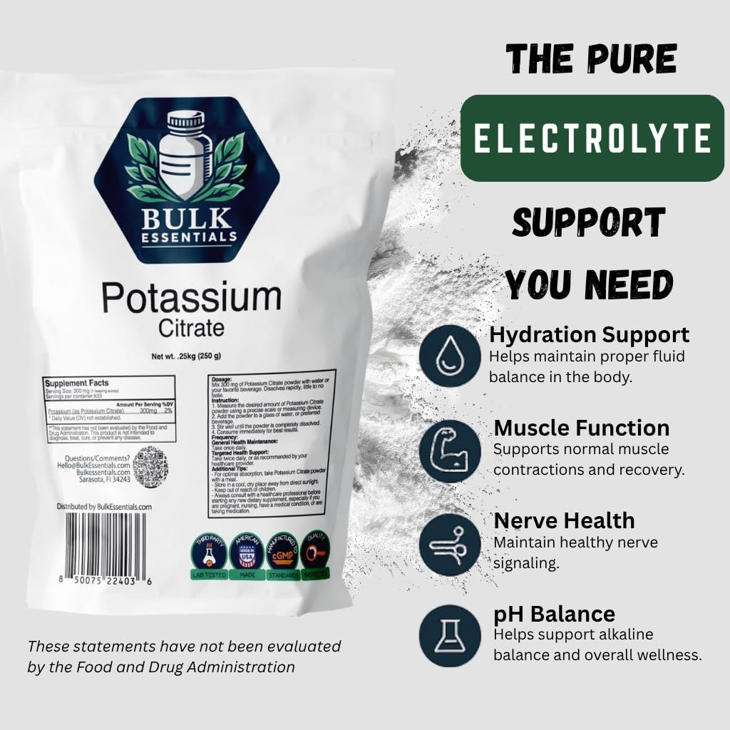 Bulk Essentials Potassium Citrate Supplement Powder 8.8 Ounce