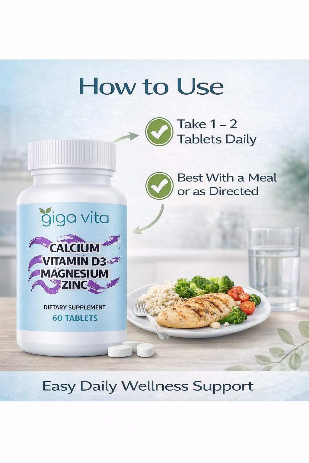 Giga Vita Calcium Vitamin D3 Magnesium Zinc Capsule, 60 Capsules