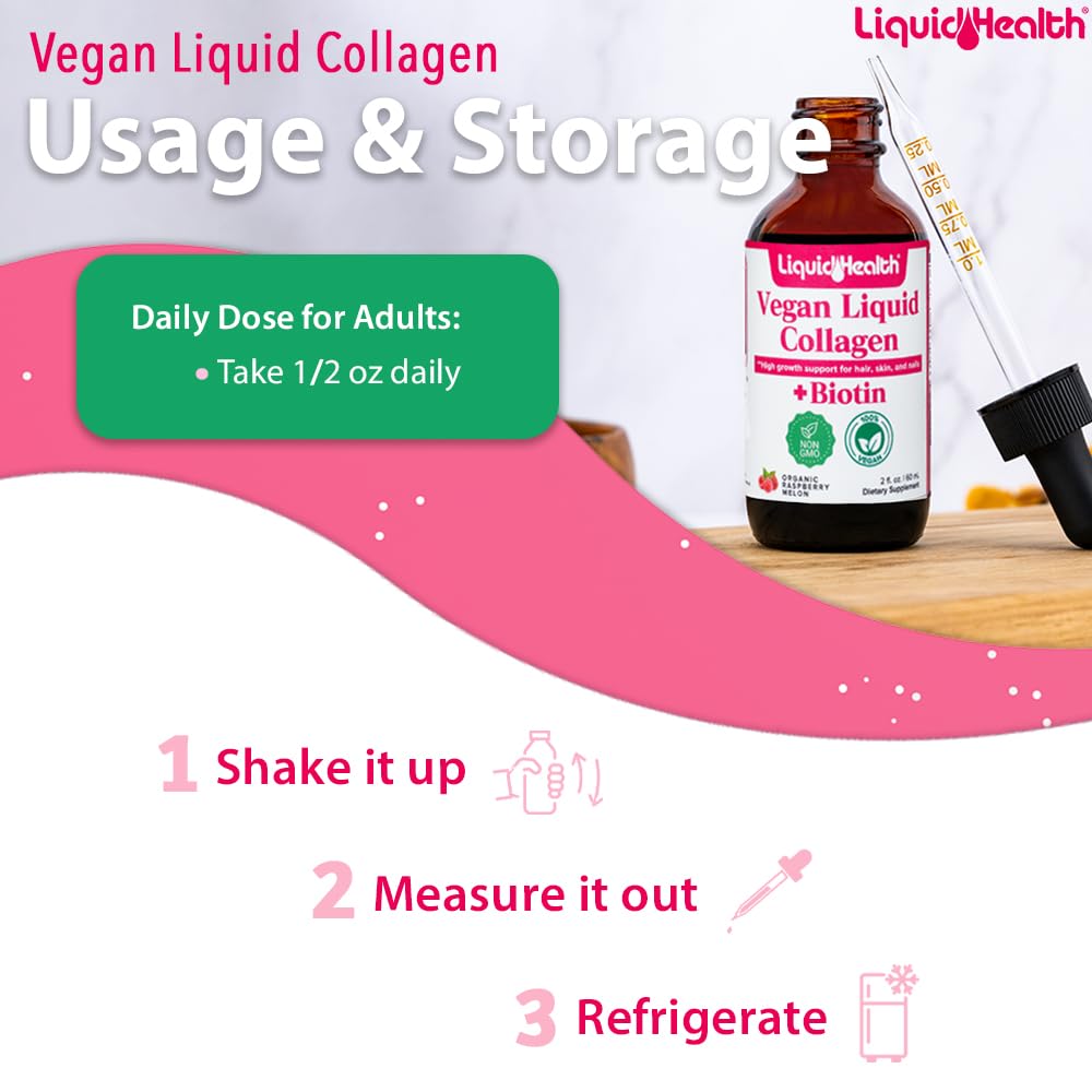 LIQUIDHEALTH Vegan Liquid Collagen Plus Biotin Drops & Complete Adult Daily Multivitamin Wellness Bundle Powder