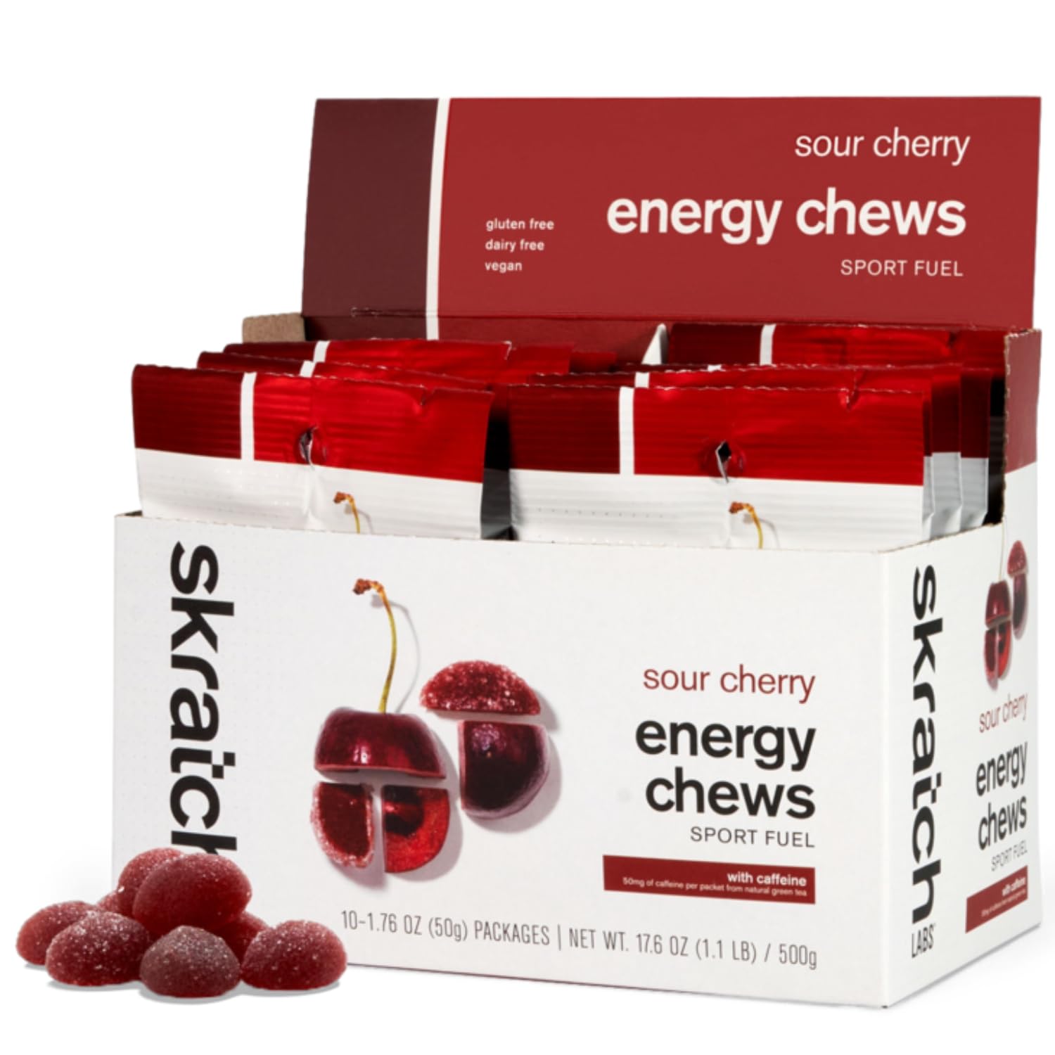 Skratch Labs Energy Chews Gummy Sour Cherry 10 Pack