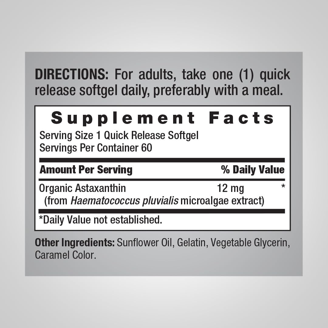 Piping Rock Astaxanthin 12mg Softgels 60 Count