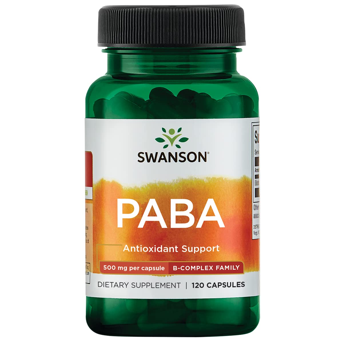 Swanson PABA - Powerful B Complex Supporting Red Blood Cell Formation - Folic Acid Component Aiding Supply Oxygen to Cells and Skin Health Support 120 Capsules