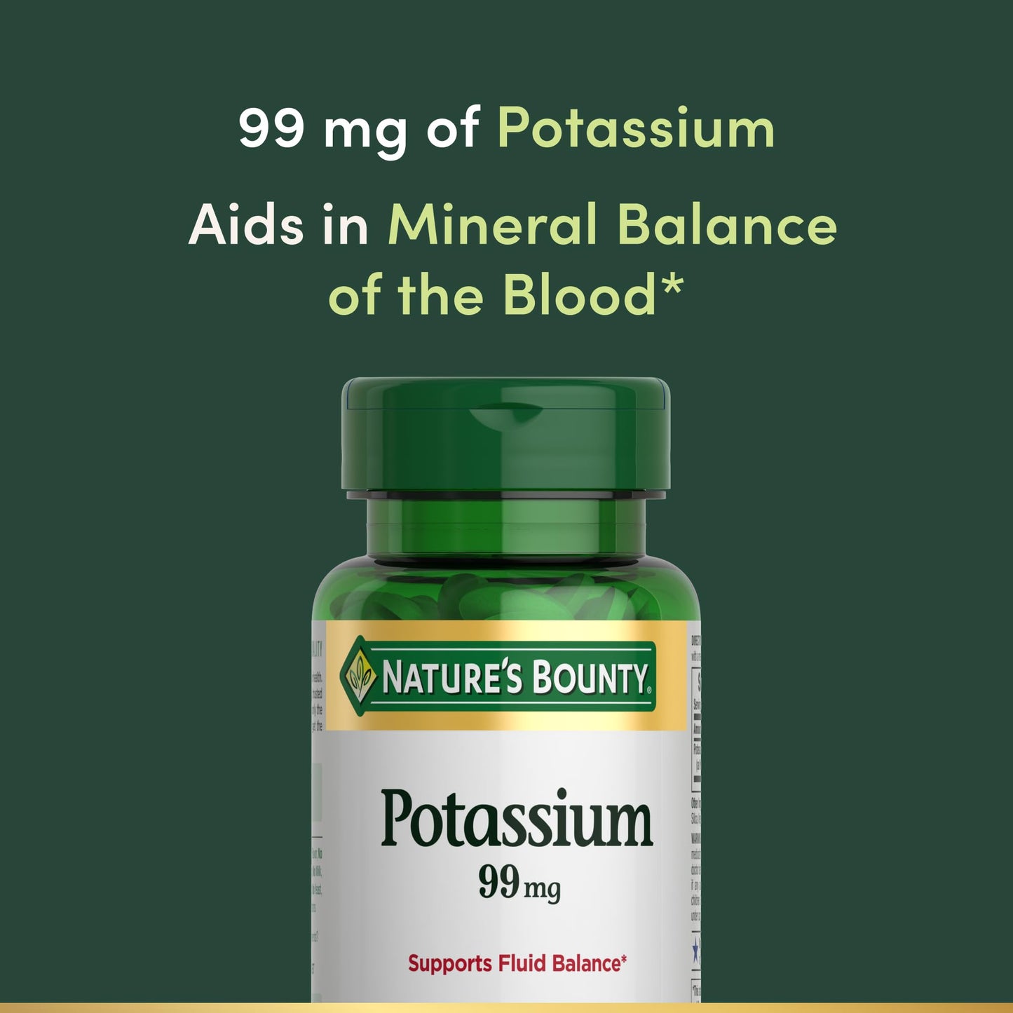 Nature's Bounty Potassium 99mg, 1 Per Day Caplets, 100 Count