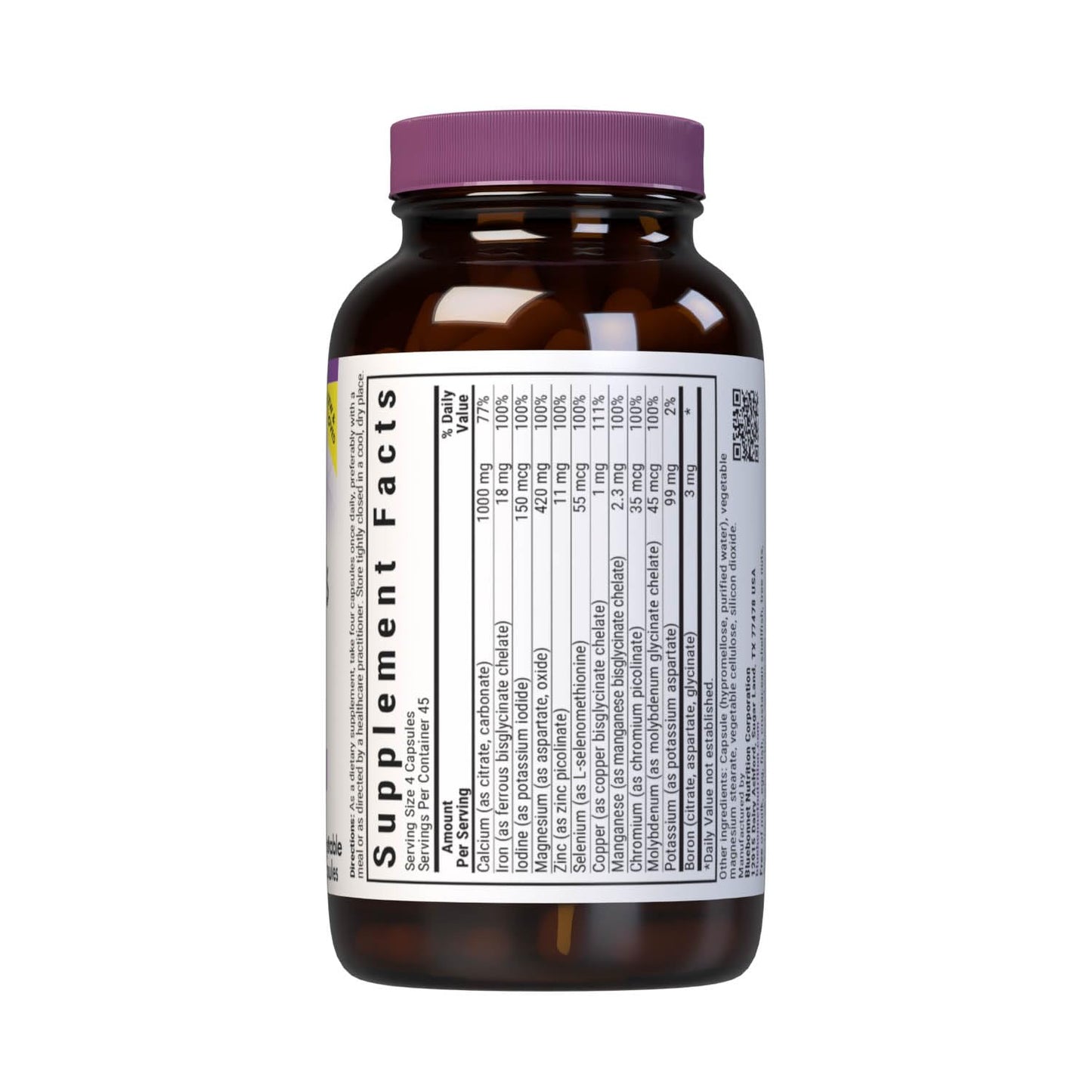 BlueBonnet Multiminerals & Boron with Iron, Full Spectrum, Bone Health*, Non-GMO, Kosher Certified, Gluten-Free, Soy-Free, Dairy-Free, 180 Capsules