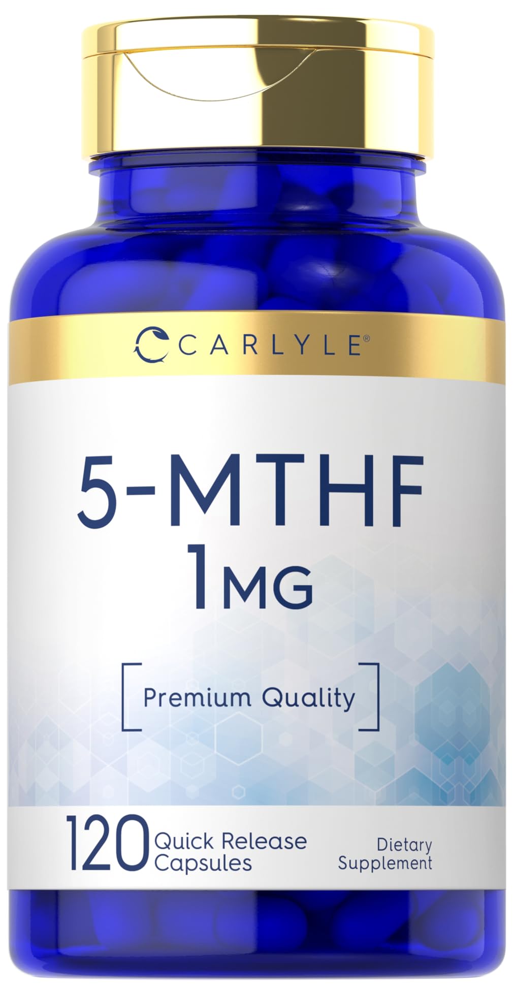 Carlyle 5-MTHF L Methylfolate 1mg Capsules, 120 Count, Non-GMO & Gluten Free