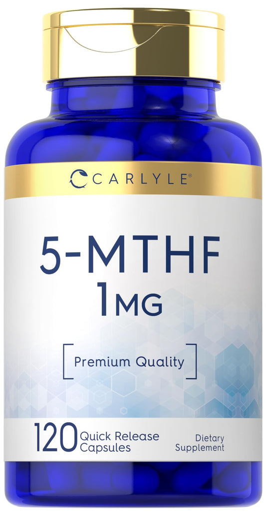 Carlyle 5-MTHF L Methylfolate 1mg Capsules, 120 Count, Non-GMO & Gluten Free