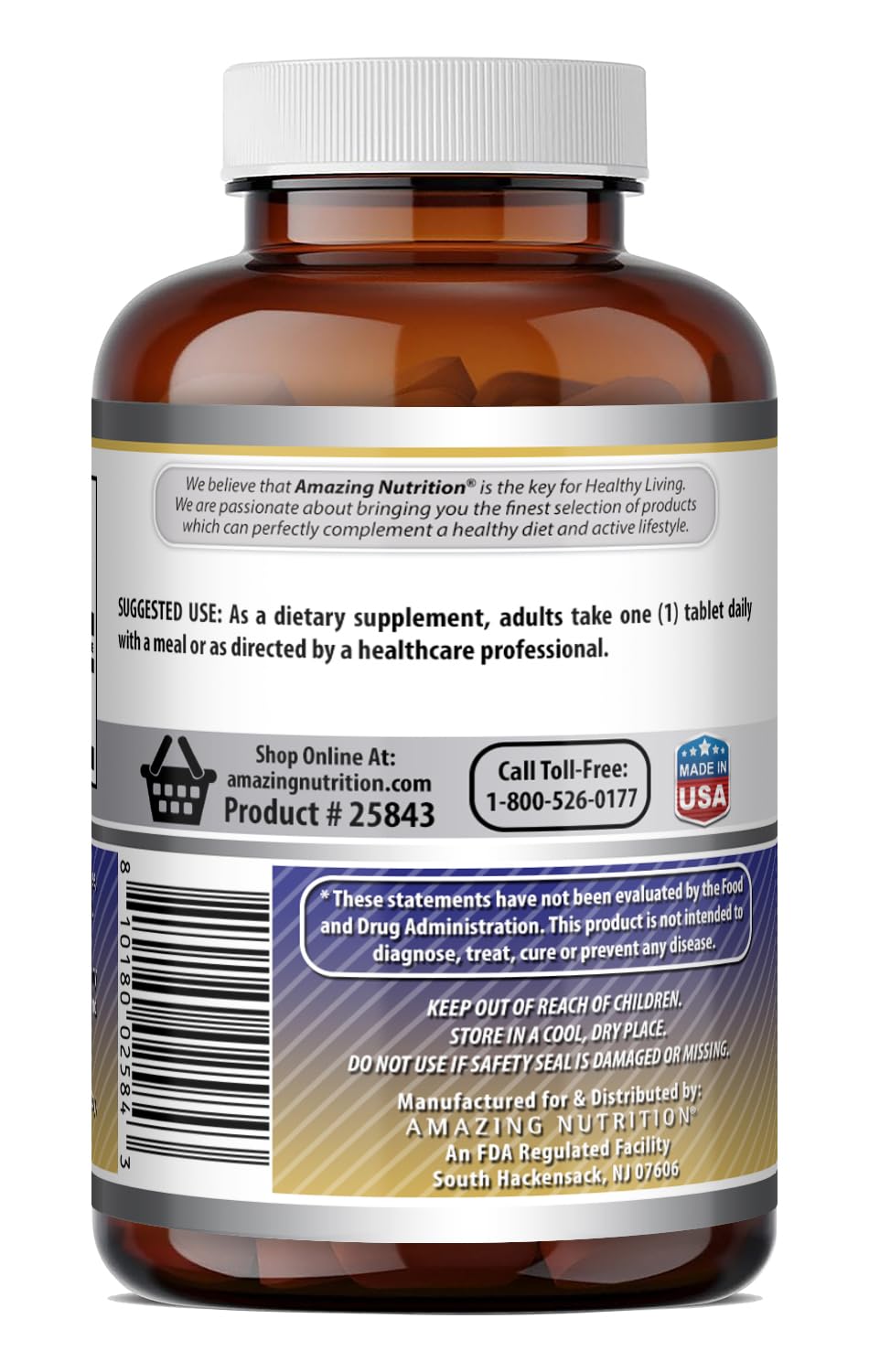 Amazing Nutrition Zinc Gluconate 50 mg Supplement Tablets, 250 Count