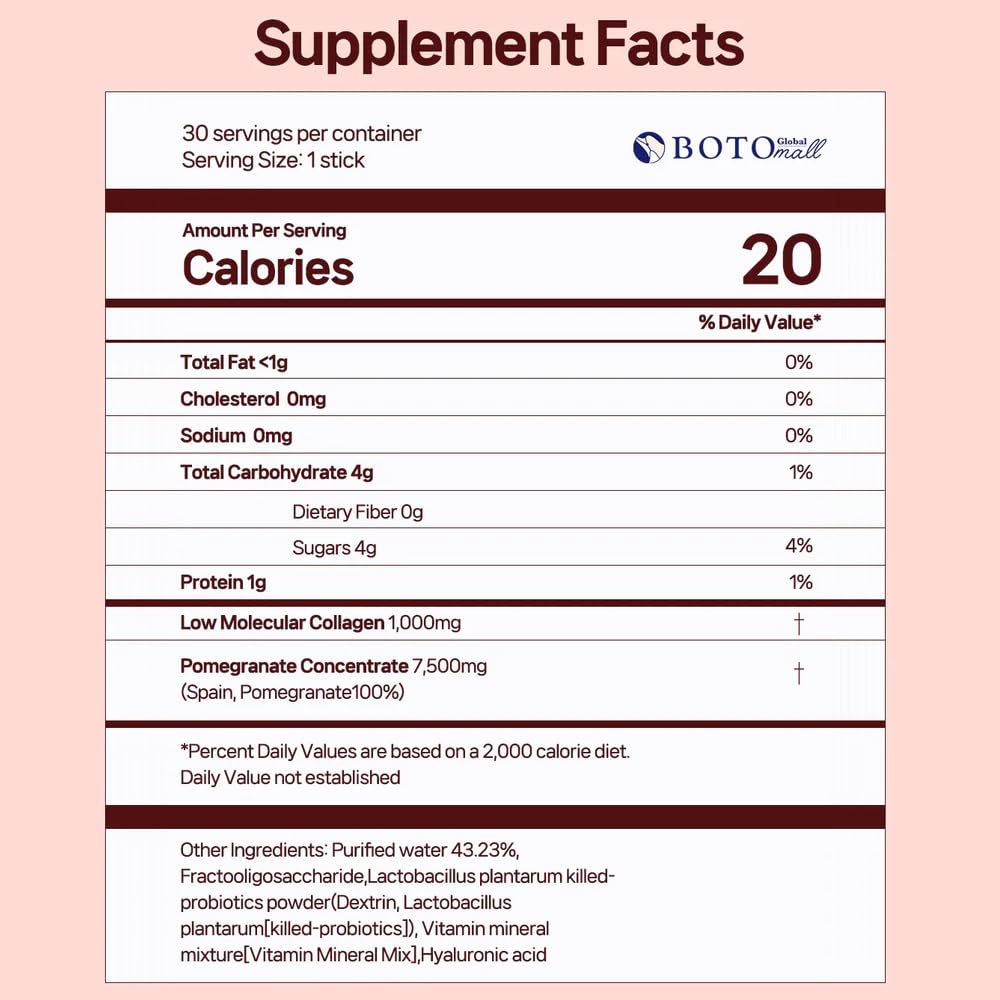ZIOSTAND BOTO Pomegranate Concentrate with Collagen Gummy, 0.71 Ounce Pack of 1
