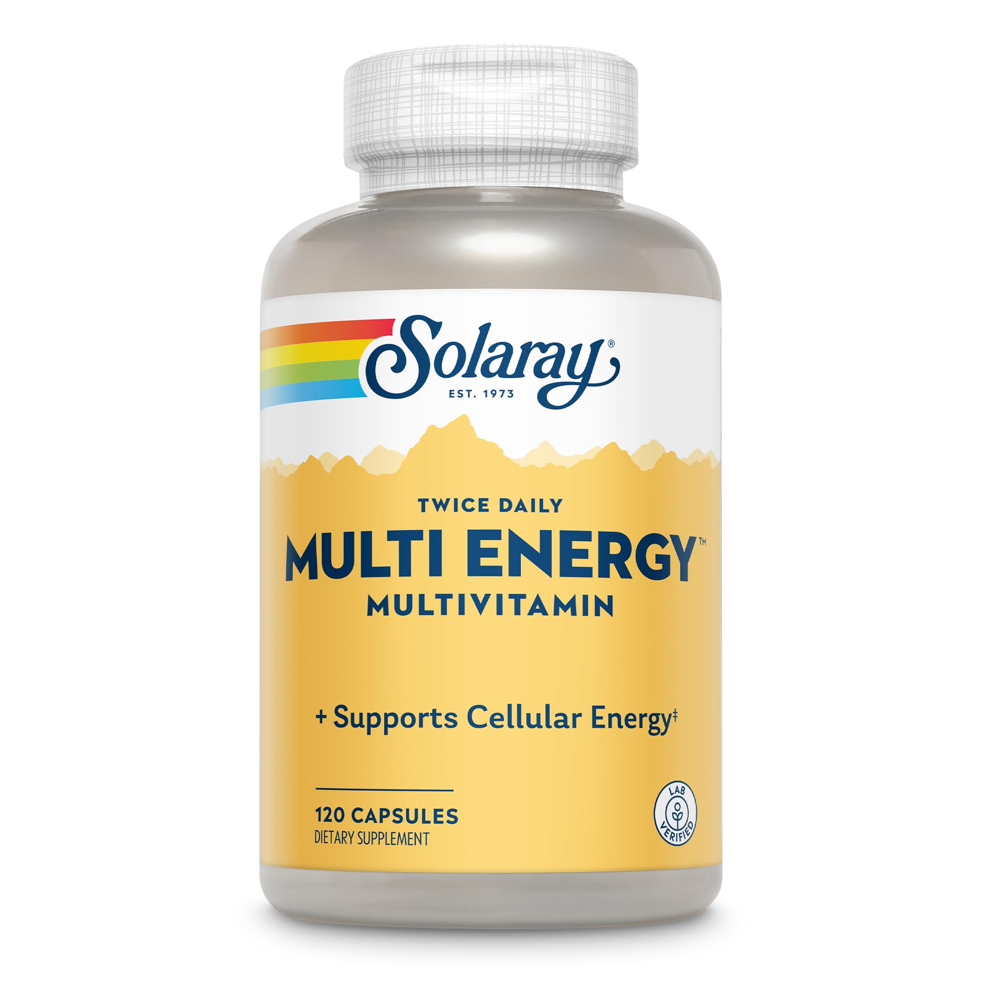 SOLARAY Twice Daily Multi Energy Multivitamin, Iron Free Capsule, 120 Count