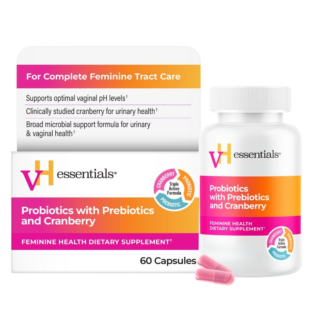 vH essentials Probiotics for Women with Prebiotics and Cranberry Capsules, 60 Count