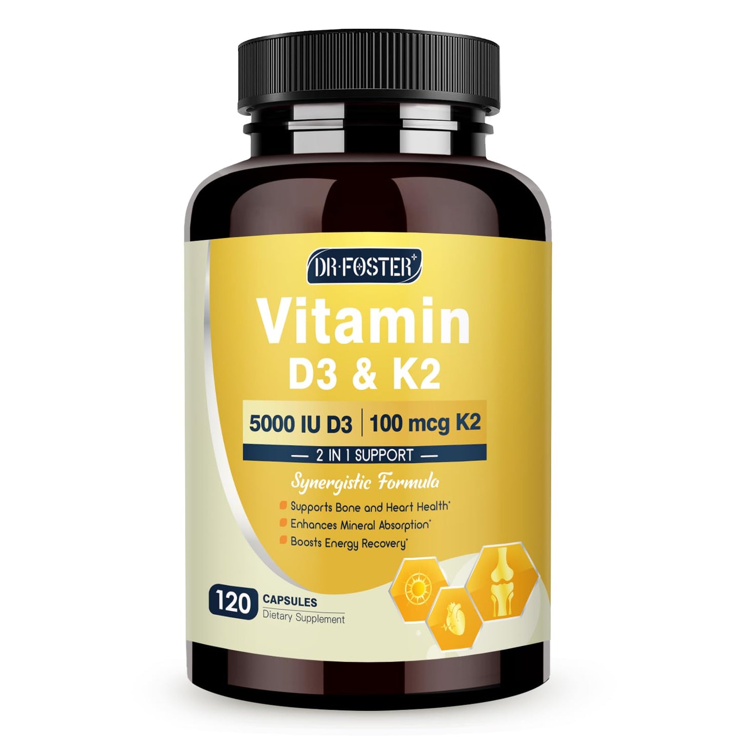 DRFOSTER Vitamin D3 K2 5000 IU with Zinc & Boron Capsules, 120 Capsules