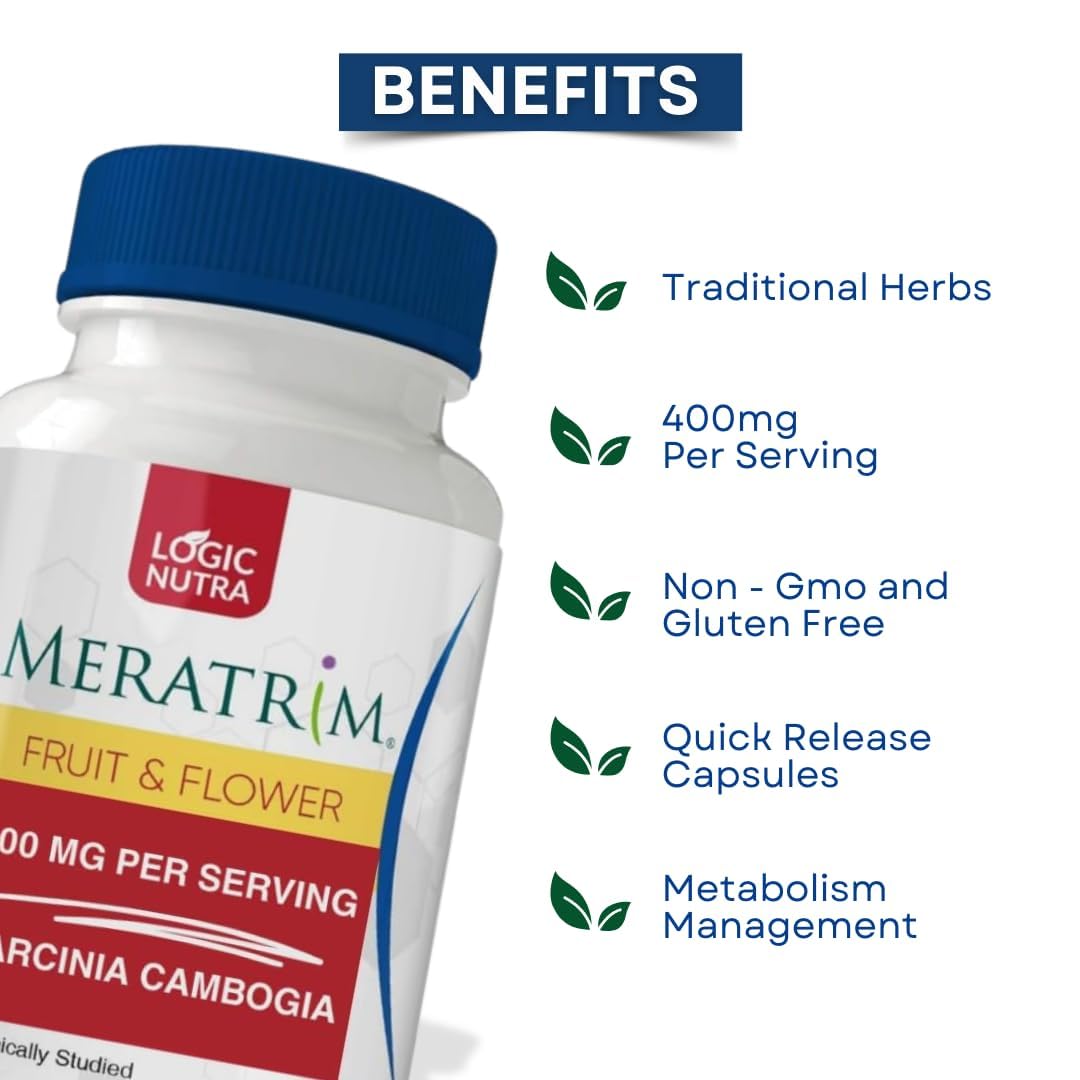Logic Nutra Meratrim Proprietary Blend 400 mg Garcinia Mangostana (Fruit Rind) Extract Stimulant Free Capsules 60 Capsules