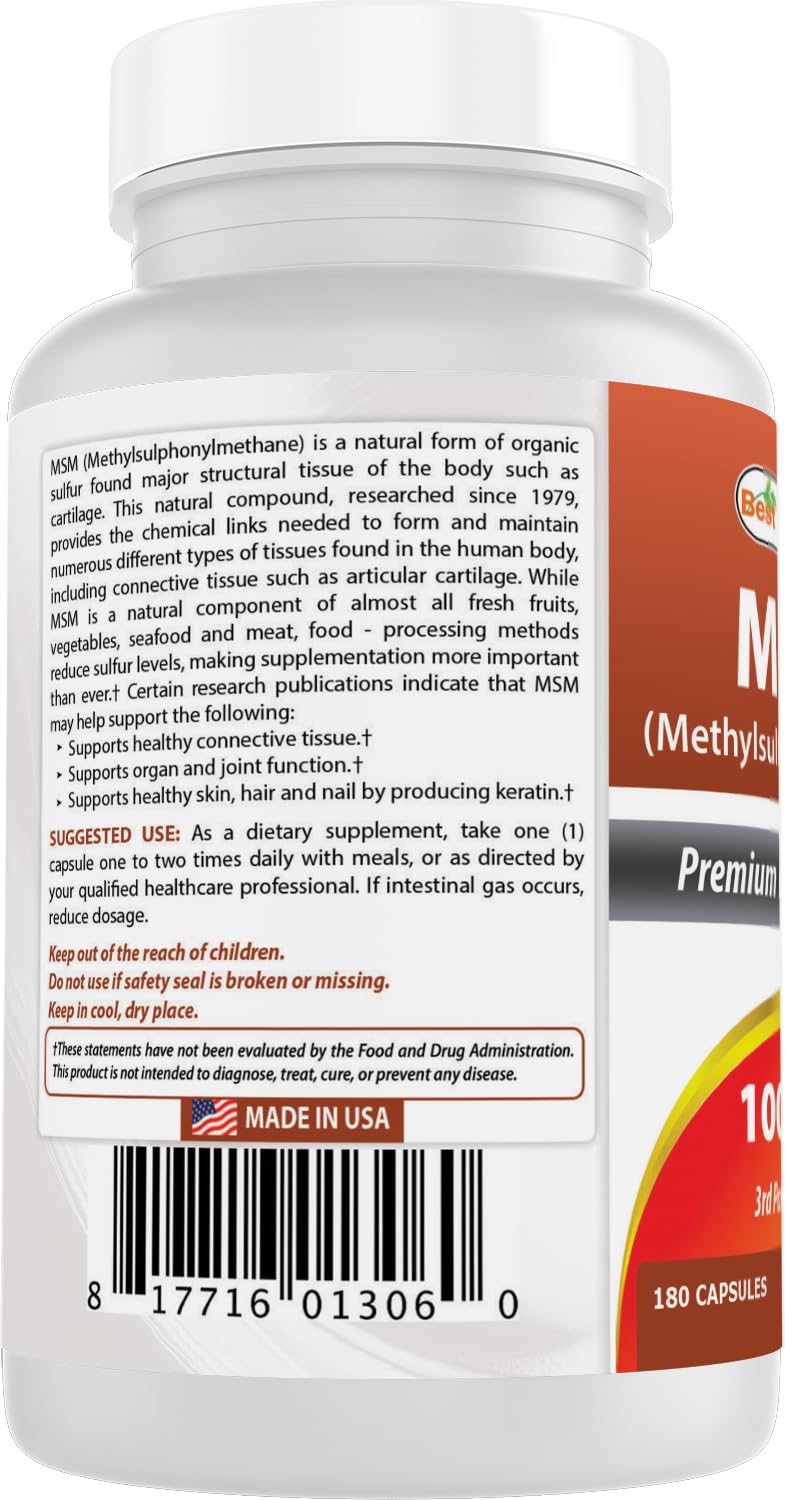 Best Naturals MSM 1000 mg Capsules, 360 Count