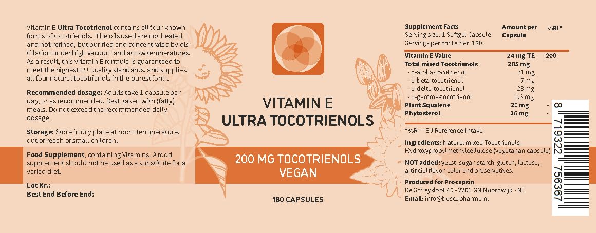 Procapsin Ultra Tocotrienol 200mg Vitamin E Capsule, 1 Count