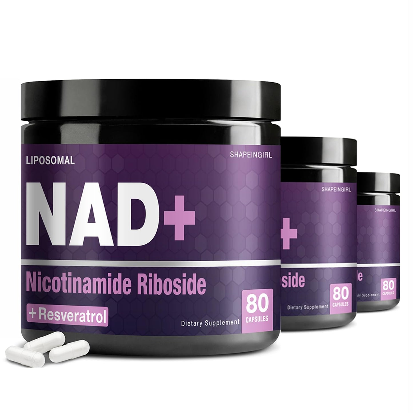 SHAPEINGIRL NAD Supplement Liposomal Nicotinamide Riboside Resveratrol 900mg, 240 Capsules