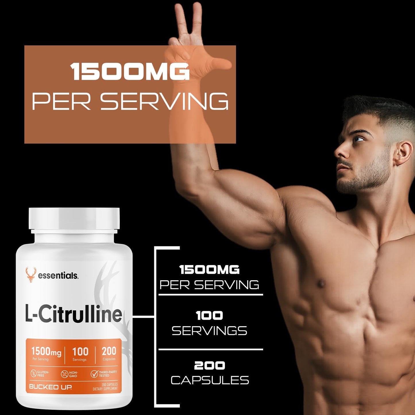 Bucked Up L-Citrulline Capsules, 200 Count