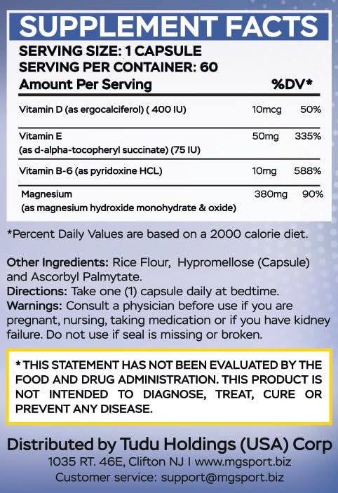 MgSport Magnesium High Absorption Supplement, 1 Capsule