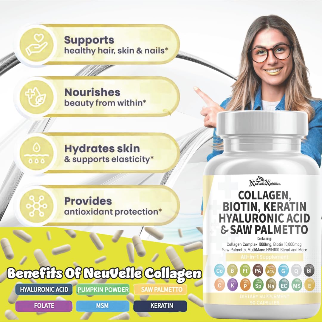 NeuVelleNutrition 16 in 1 Collagen Supplement Capsules, 90 Count