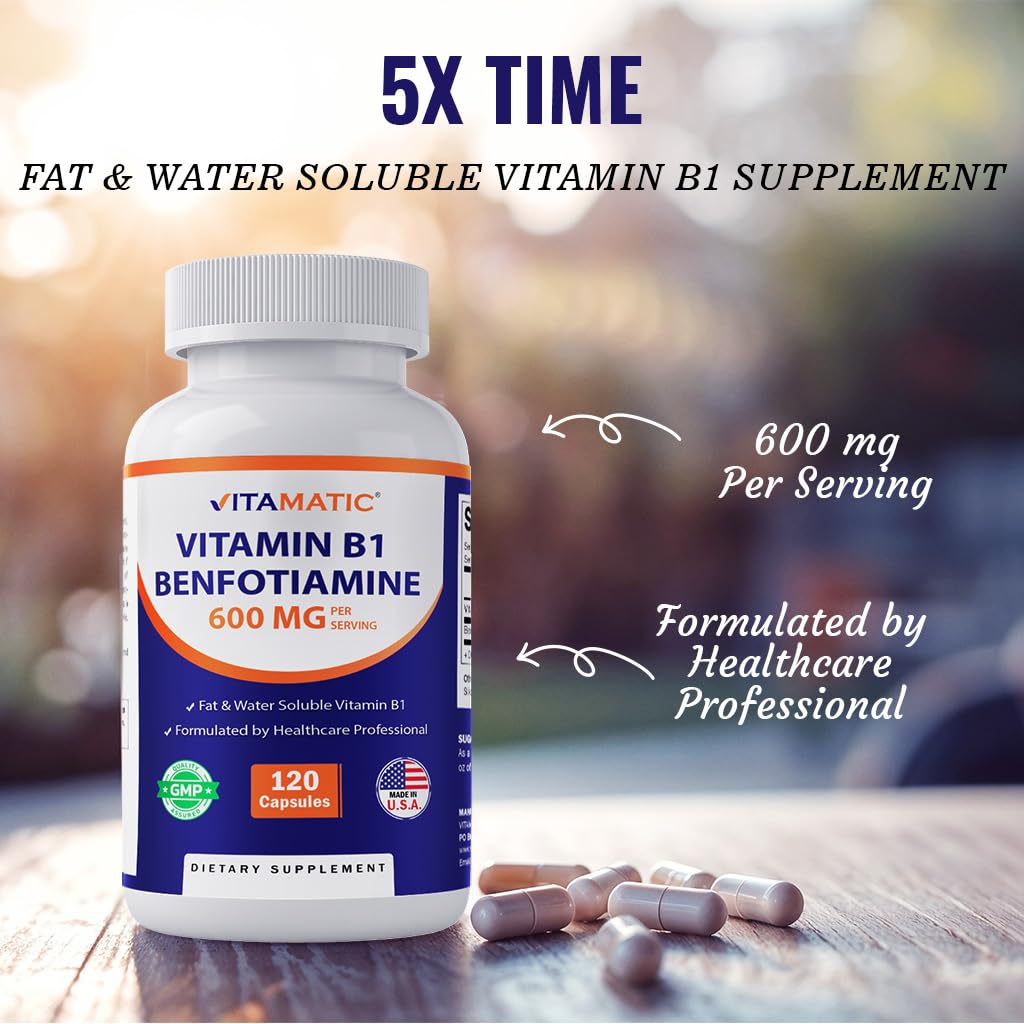 Vitamatic Benfotiamine 300mg + Vitamin B1 300mg Capsule, 120 Count