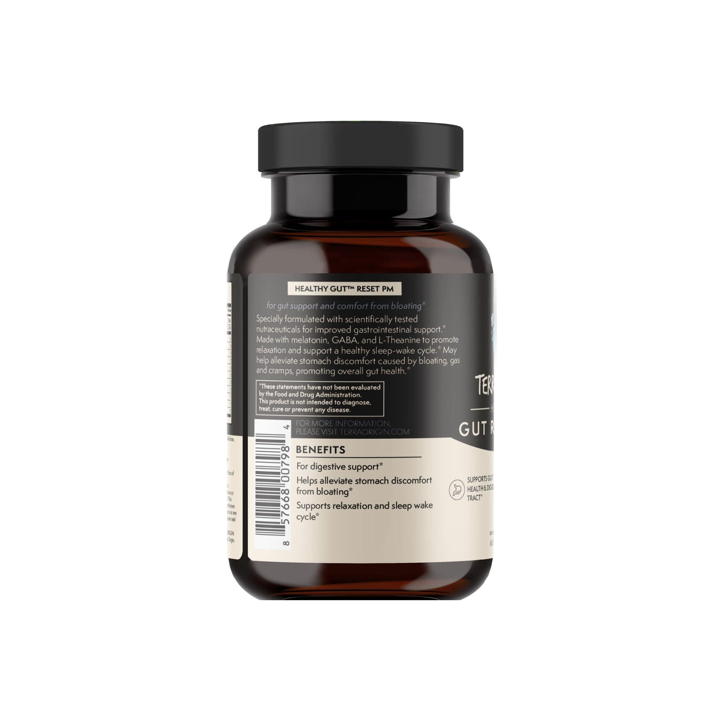 TERRA ORIGIN Healthy Gut Reset PM Veggie Capsules, 60 Count