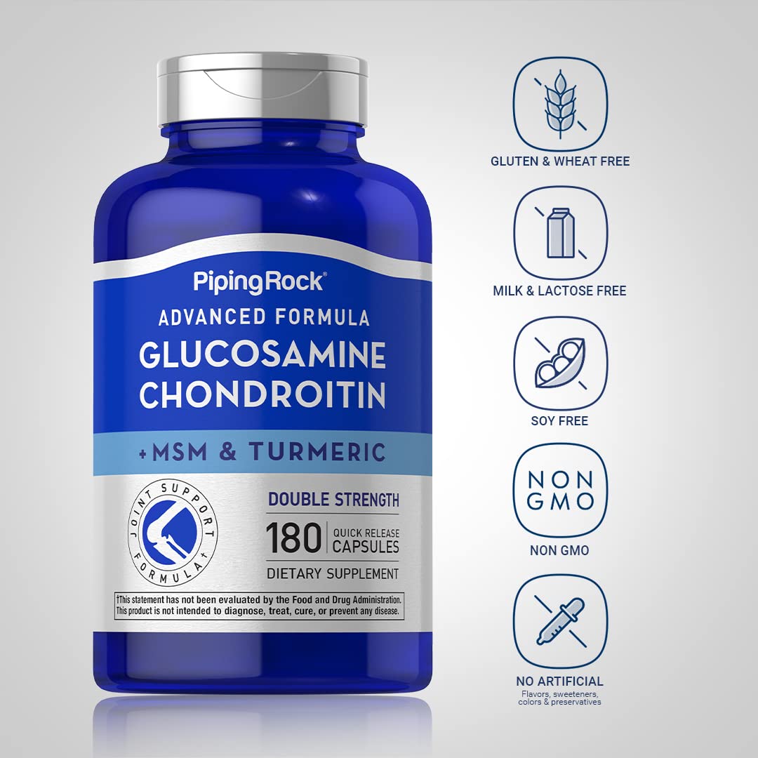Piping Rock Glucosamine Chondroitin MSM and Turmeric 180 Capsules