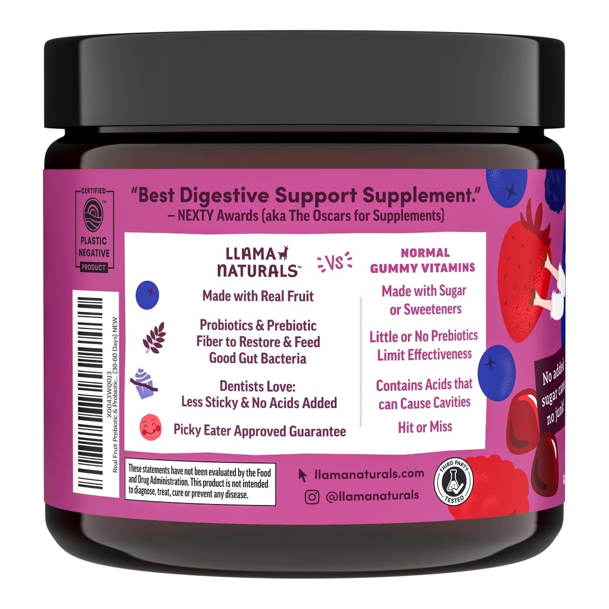 Llama Naturals Kids & Adult Prebiotic & Probiotic Gummies Bundle, 120 Gummies