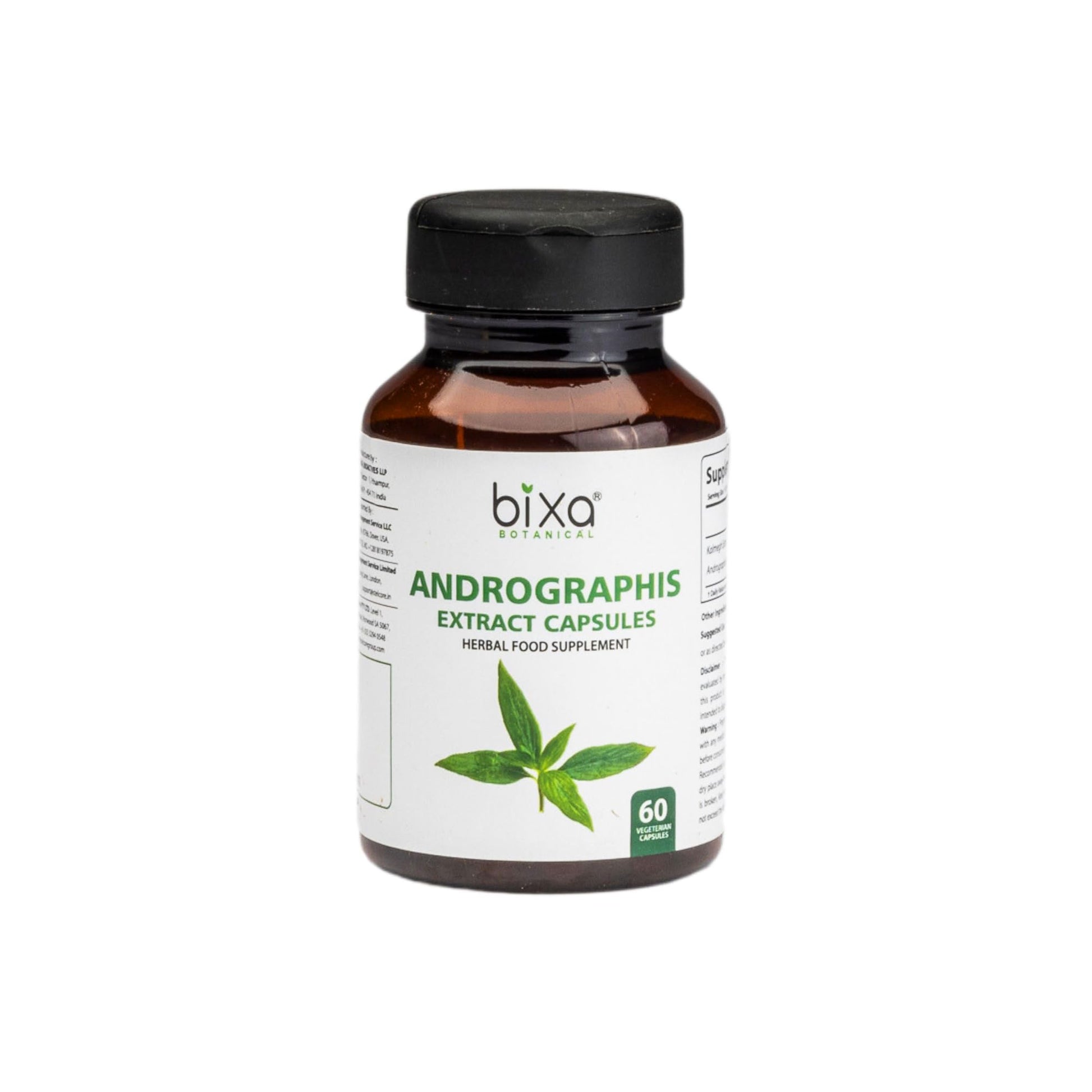 bixa BOTANICAL Andrographis (Kalmegh) Veg Capsules 450mg 60 Count