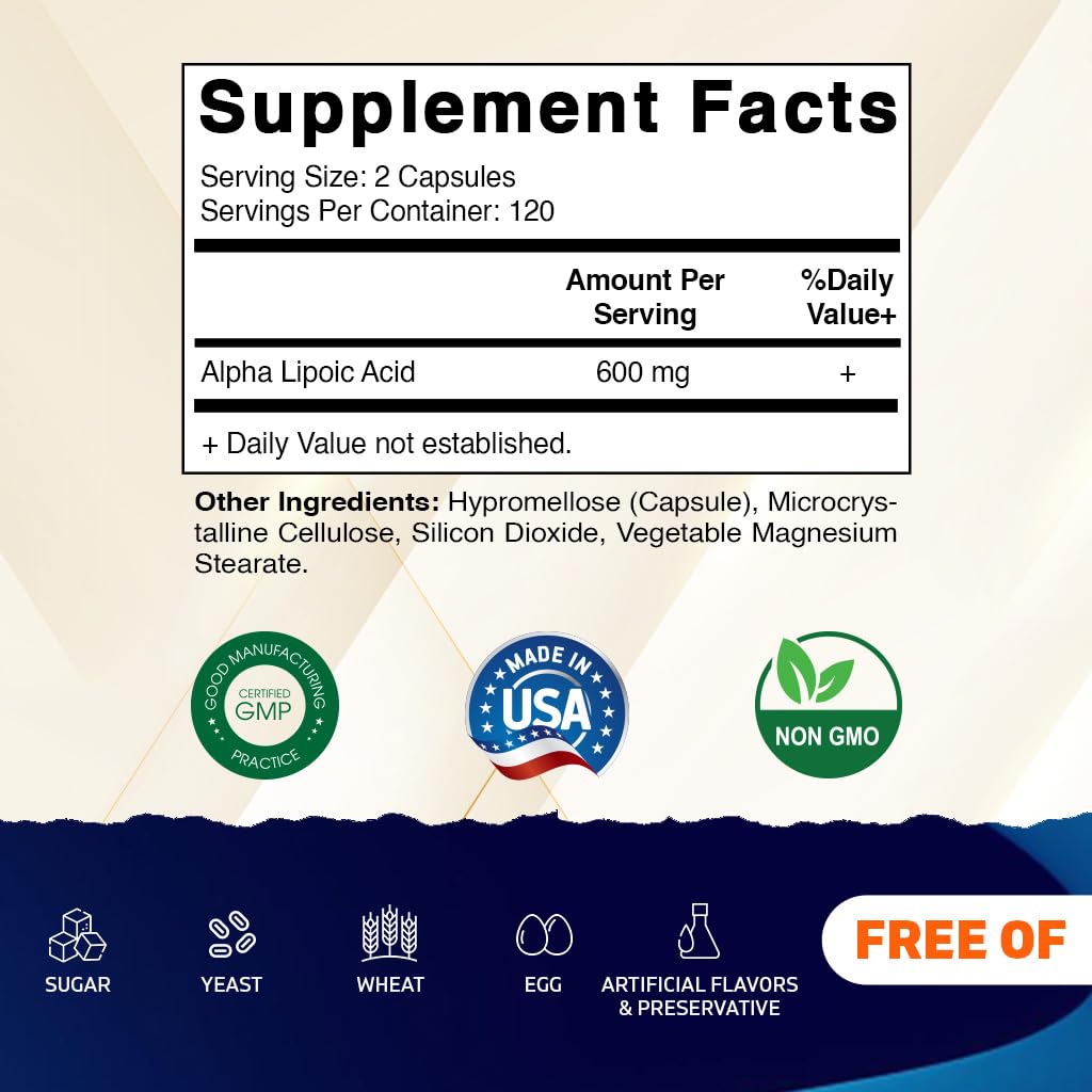 Vitamatic Alpha Lipoic Acid 600 mg Capsules, 240 Count