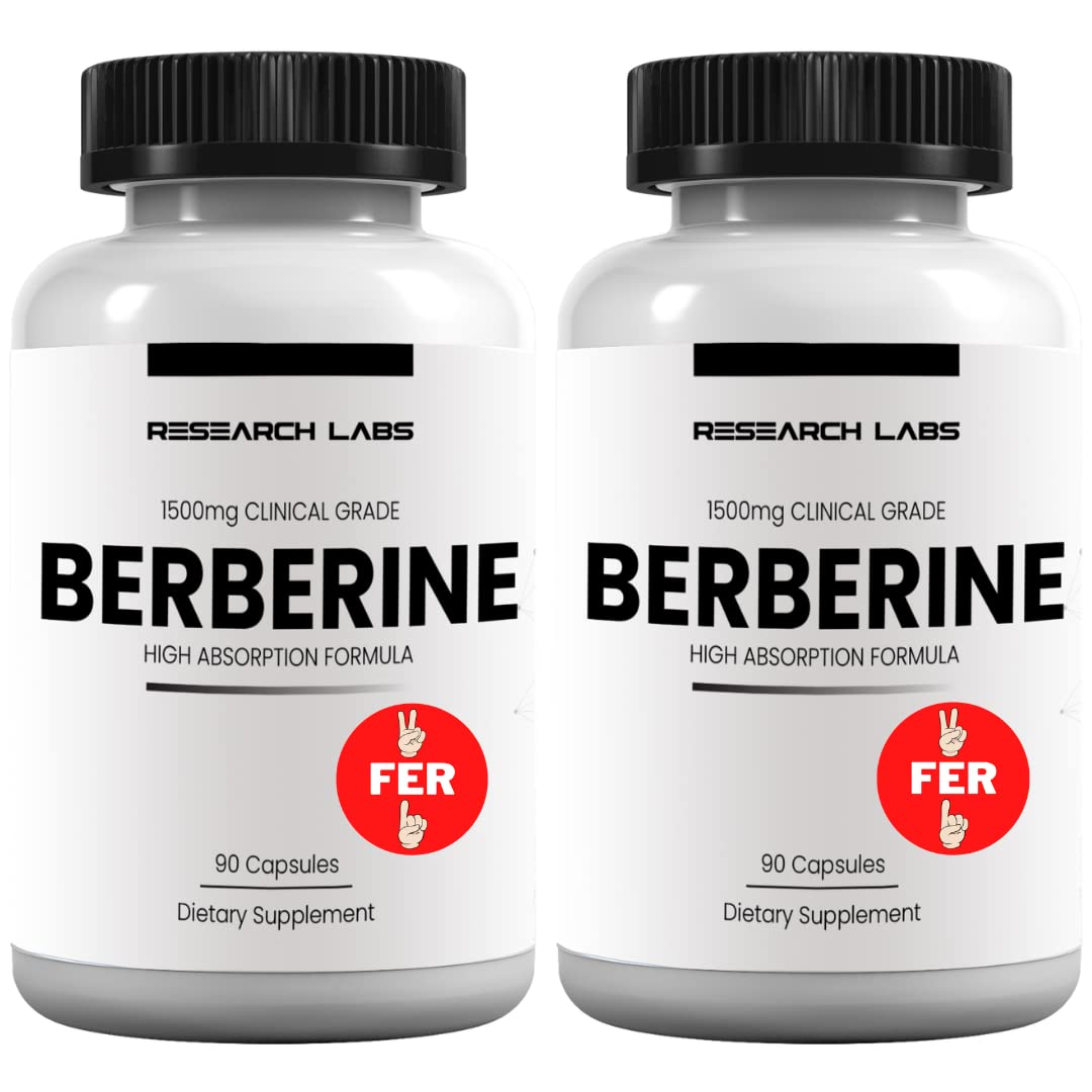 Research Labs Berberine High Absorption Formula with BerberQuil Support Capsules, 180 Capsules