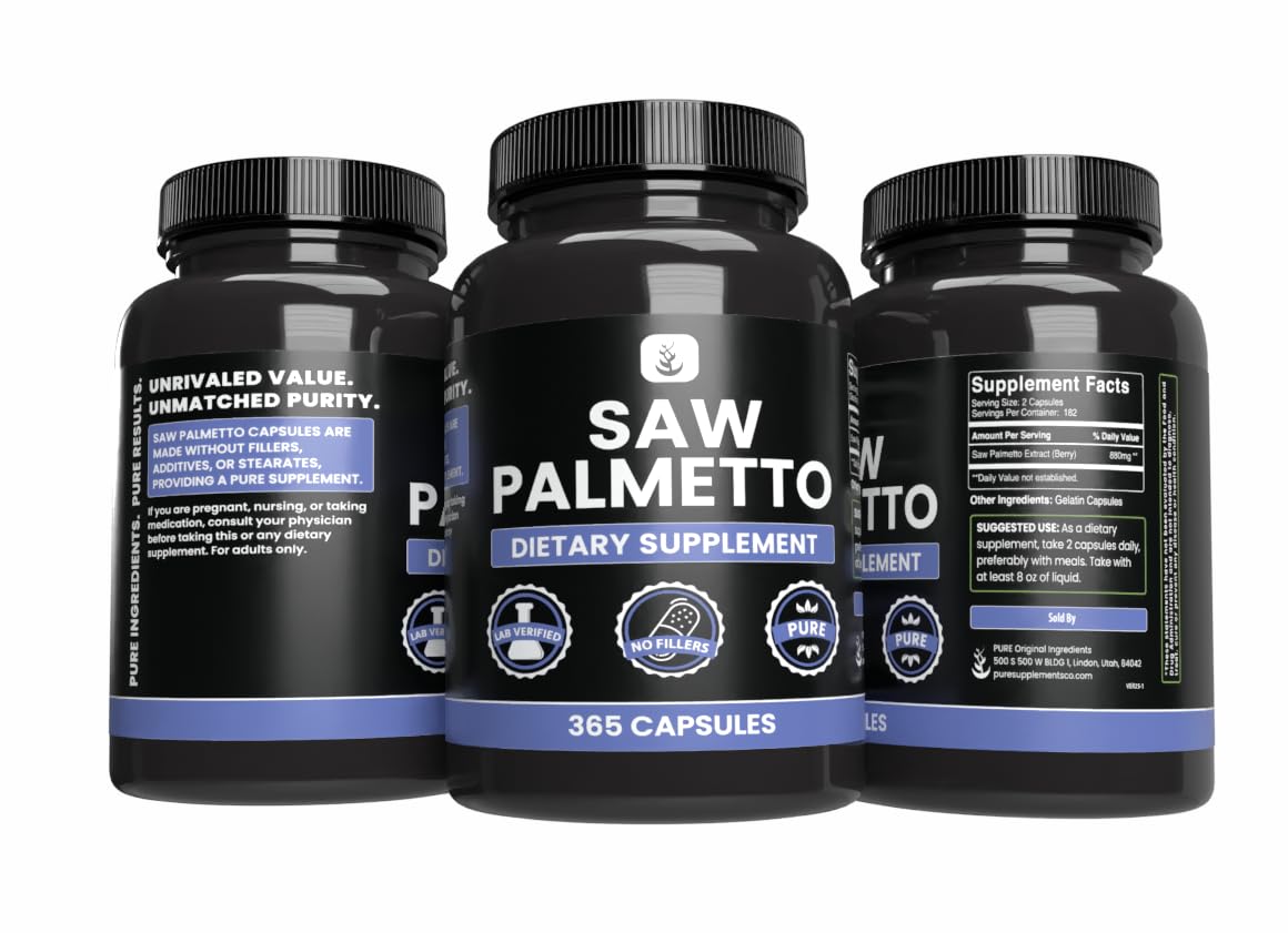 PURE ORIGINAL INGREDIENTS Saw Palmetto Capsules 365