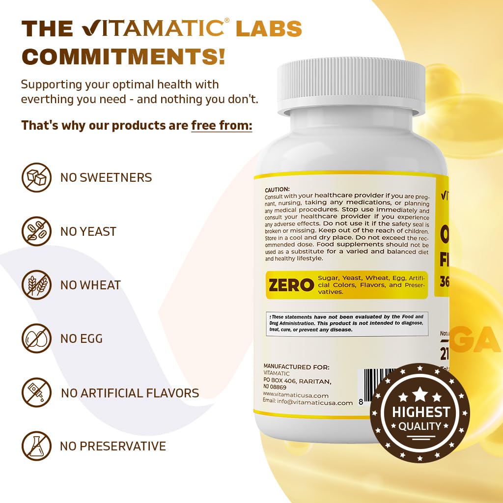 Vitamatic Triple Strength Omega 3 Fish Oil Softgels 180 Count