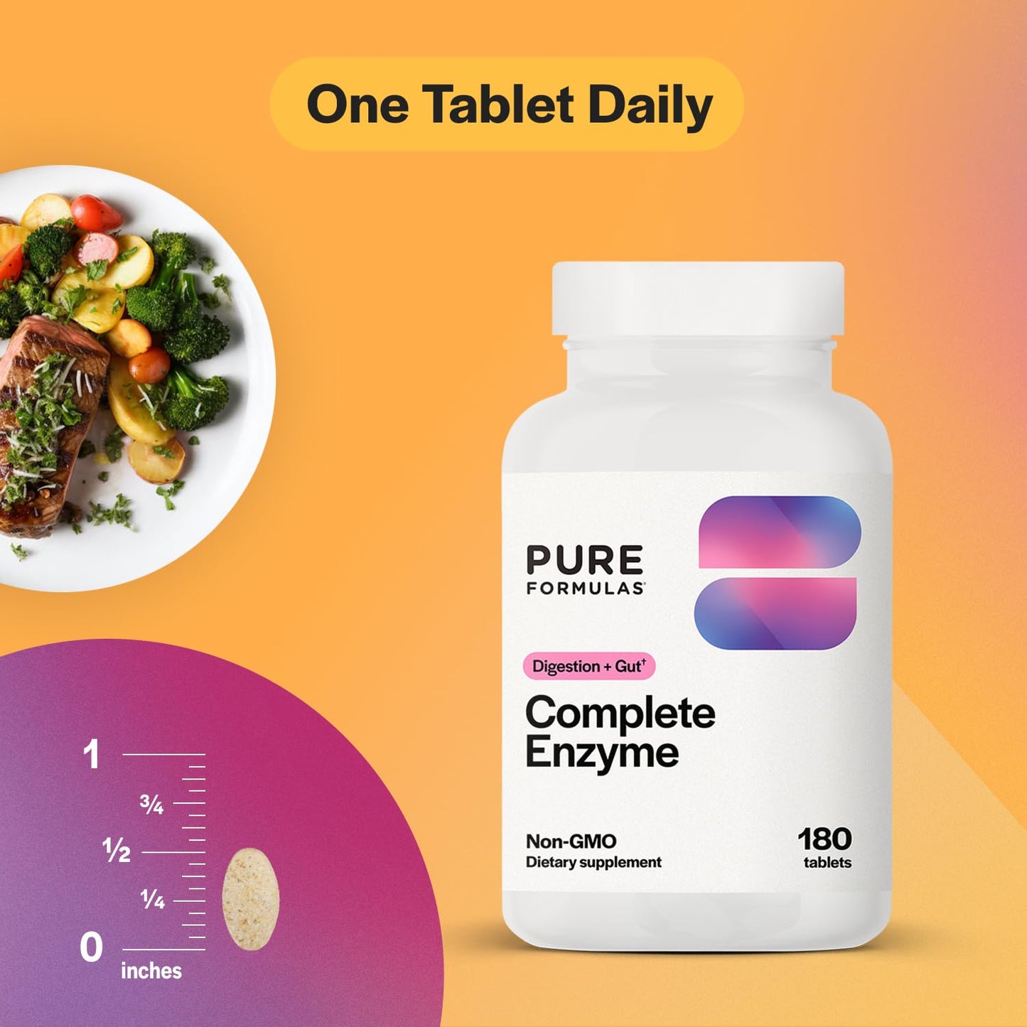 PureFormulas Complete Enzyme Pancreatic Enzymes Tablet, 180 Count