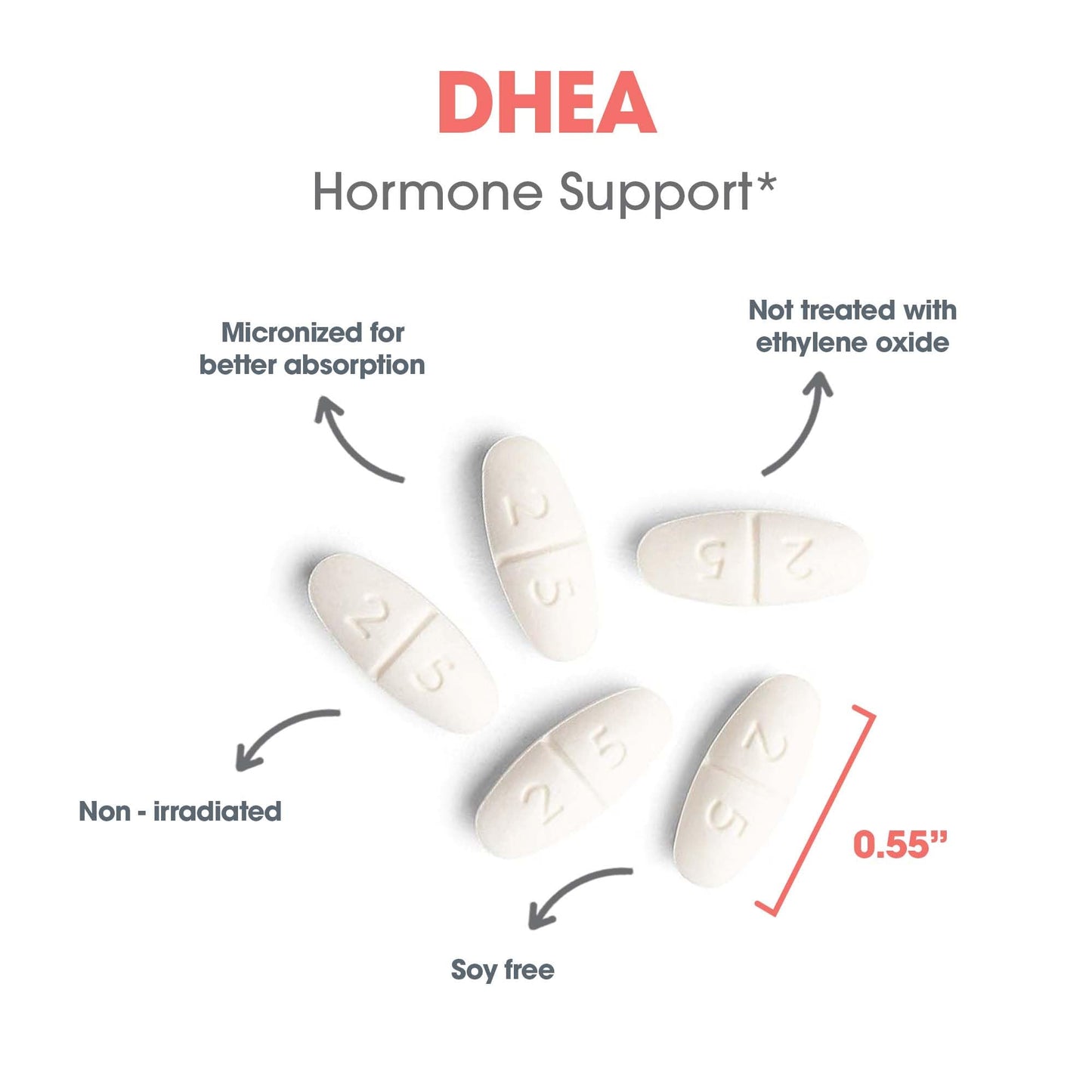 Allergy Research Group ARG DHEA 25 Micronized Lipid Matrix - Supports Hormone Balance & Brain Function - Delivers 25 mg DHEA - Micronized & Plant Sourced - Hypoallergenic, 60 Tablets