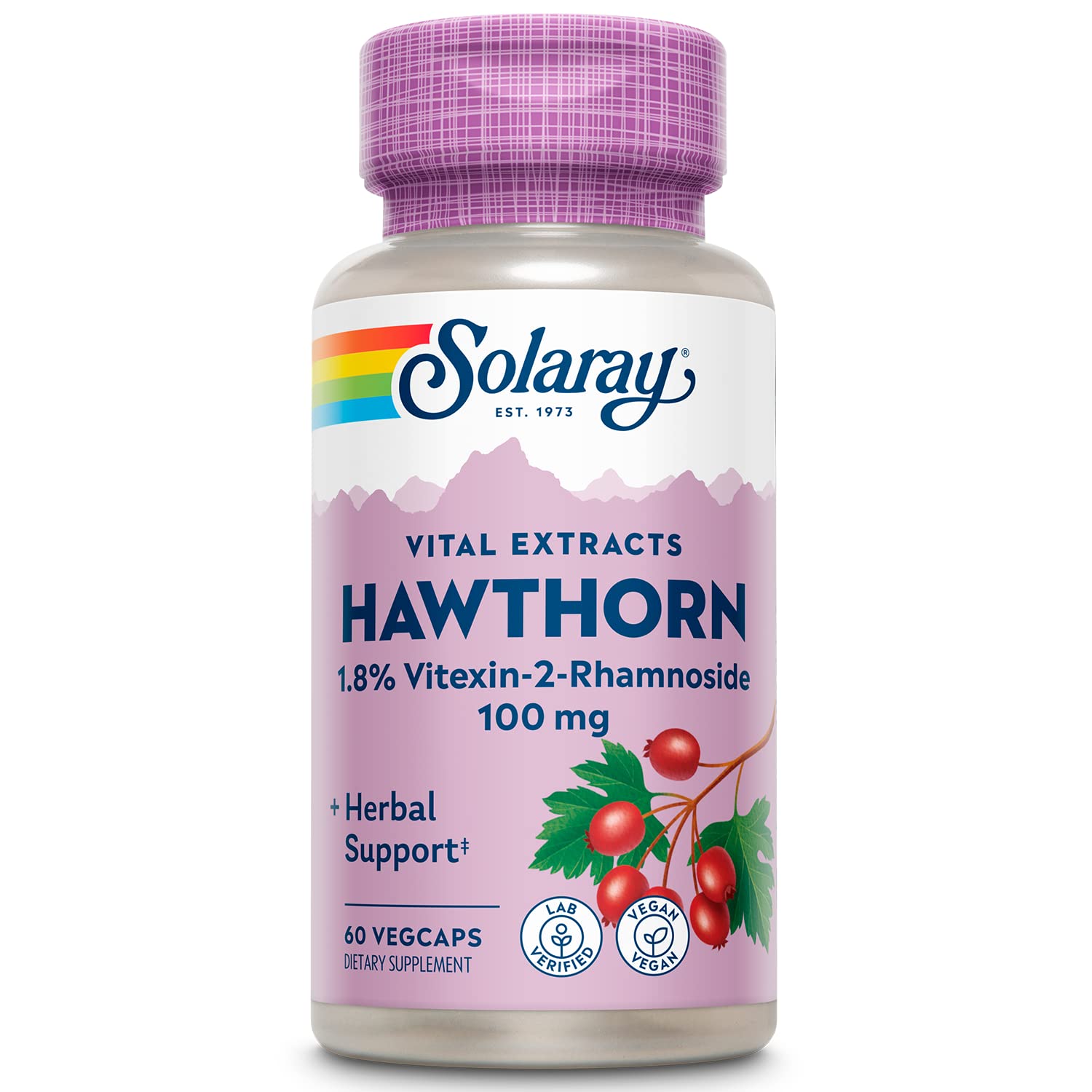 SOLARAY Hawthorn Extract 100mg Capsules, 60 Count