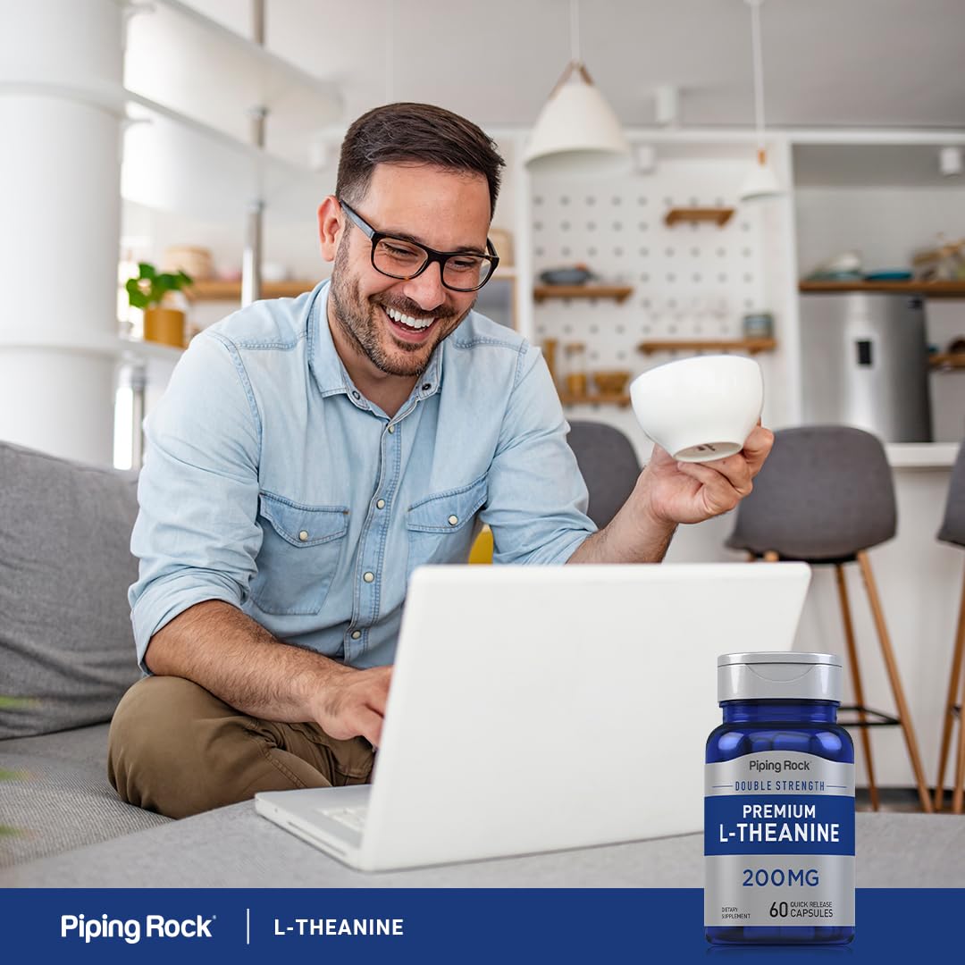 Piping Rock L-Theanine 200mg Supplement Capsule, 60 Count