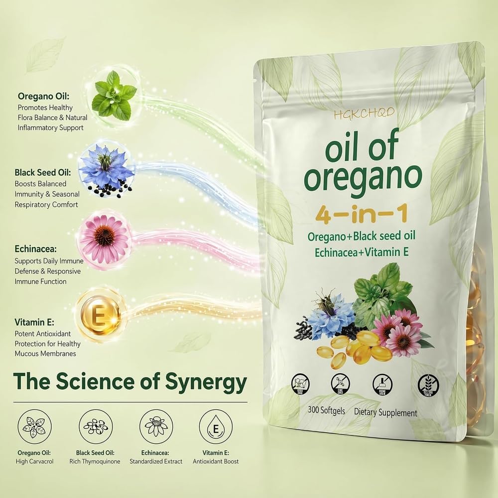 HGKCHQO Oil of Oregano 4-in-1 Softgels 300 Count