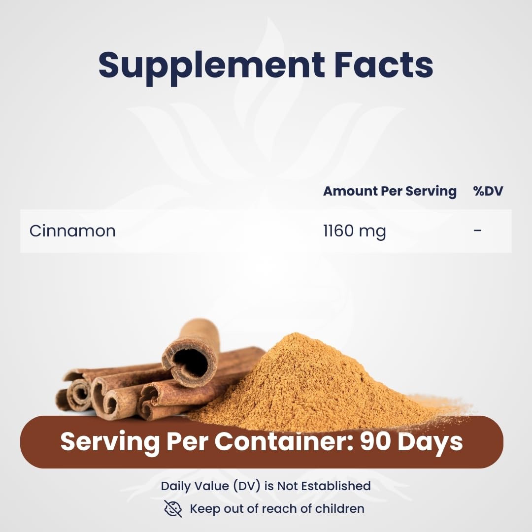 AZ BIOTECH Cinnamon (100% Organic) 1160mg per Serving, 180 Capsules