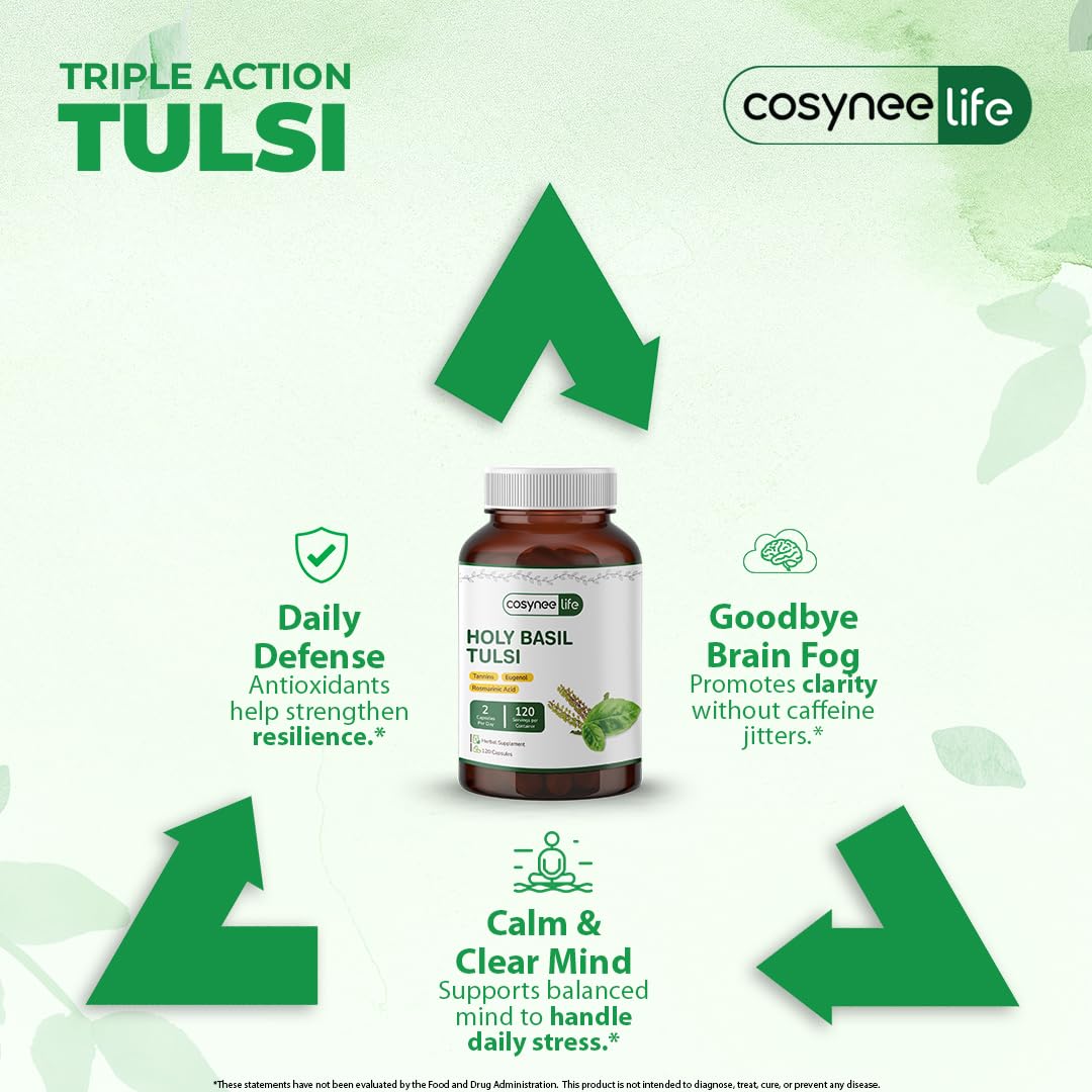 Cosynee Life Holy Basil (Tulsi) Extract 300 mg per Capsule, 120 Capsules