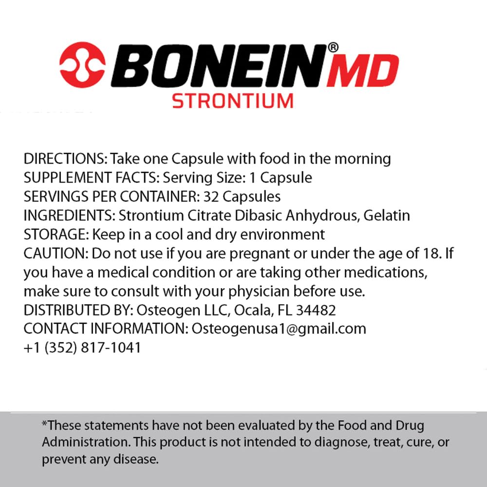 BONEIN MD Capsules Bone & Joint Support, Bio-Available Red Algae Based Calcium & Strontium Dietary Supplement with Trace Minerals, 2 Capsules