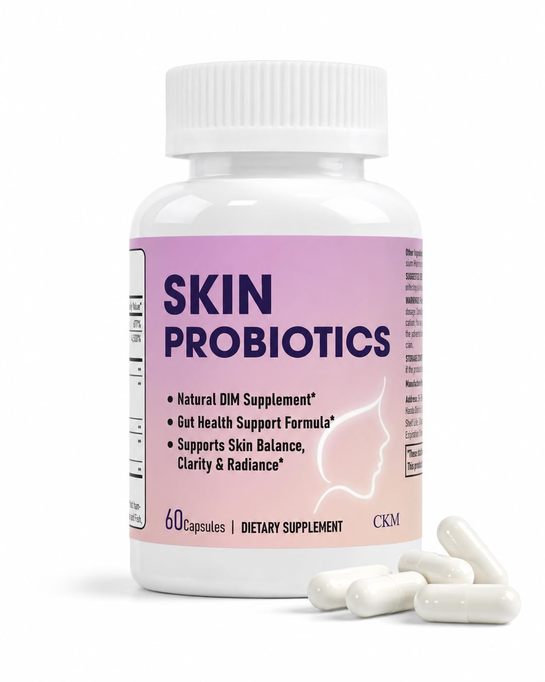 CKM DIM Supplement Skin Probiotic & Acne Support for Women & Men, 60 Capsules