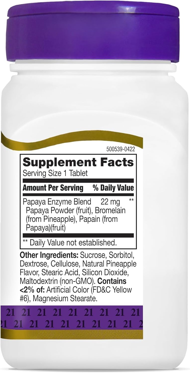 21st Century Papaya Enzyme Chewable Tablets, 200 Tablets