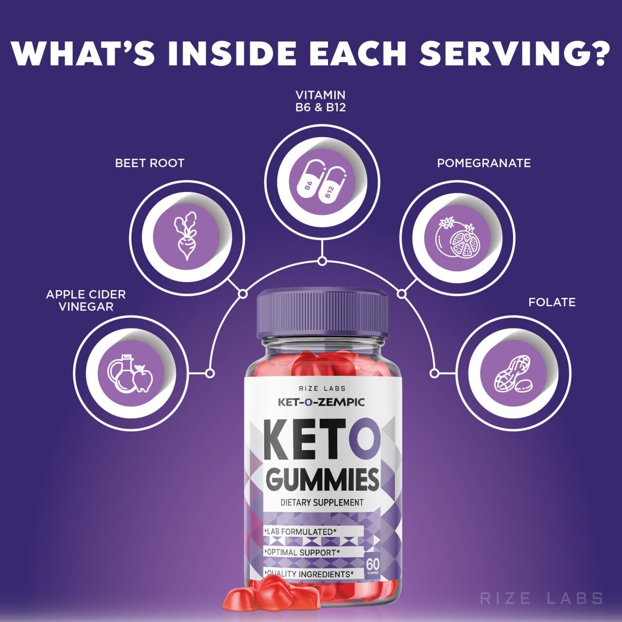 rize labs Ket-O-Zempic Keto ACV Gummies for Advanced Weight Loss with Apple Cider Vinegar, 60 Gummies