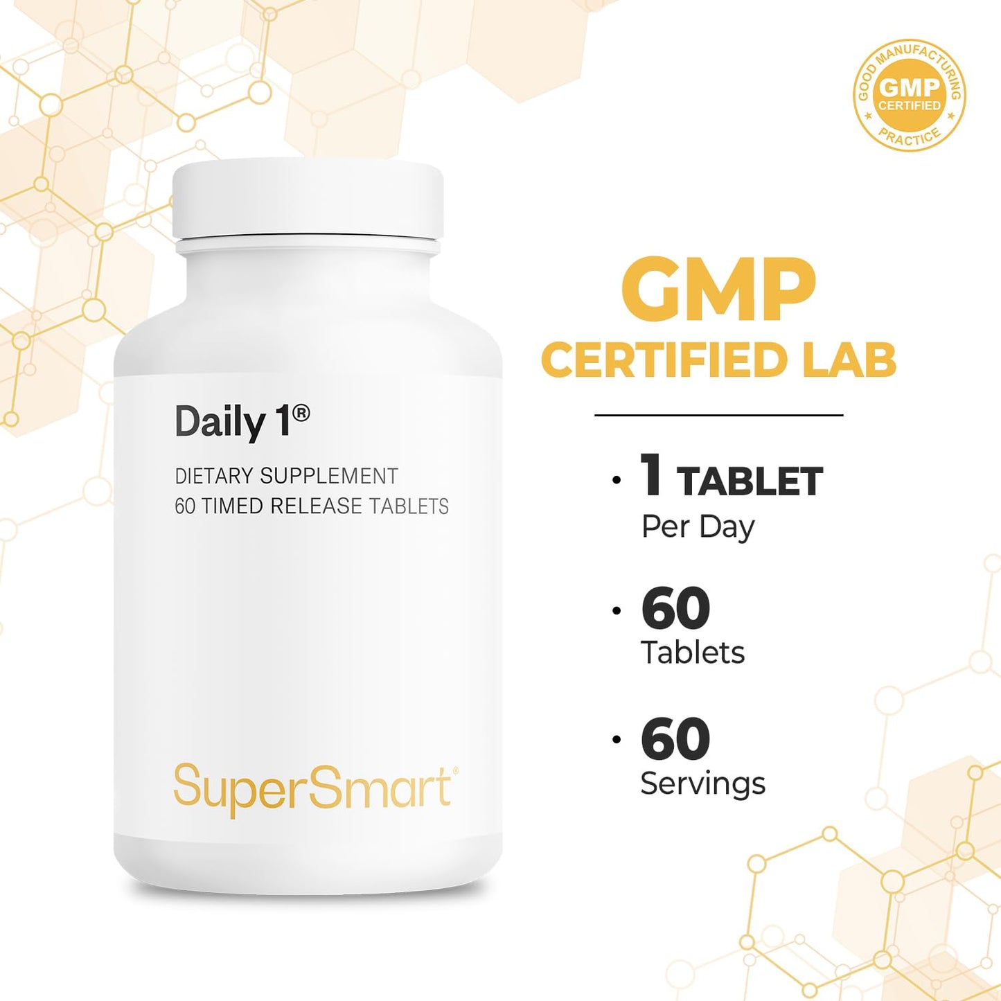 Supersmart Daily 1 Timed Release Multivitamin Supplement for Women & Men Tablet, 60 Tablets