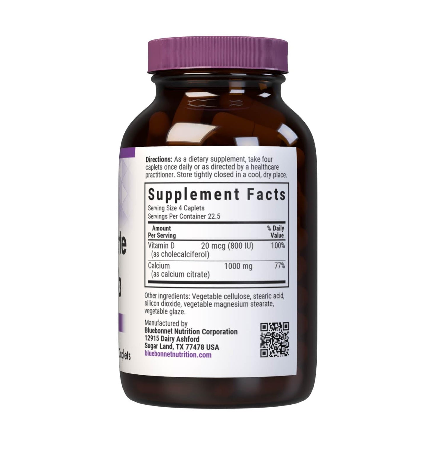 BlueBonnet Calcium Citrate & Vitamin D3 Caplets, 90