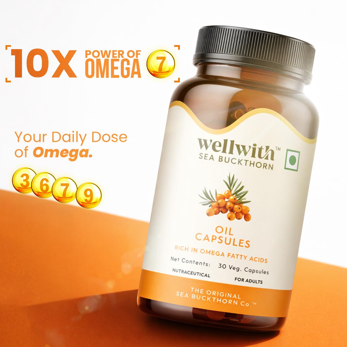 Wellwith Himalayan Sea Buckthorn Berry Oil 500mg Capsules, 90 Capsules