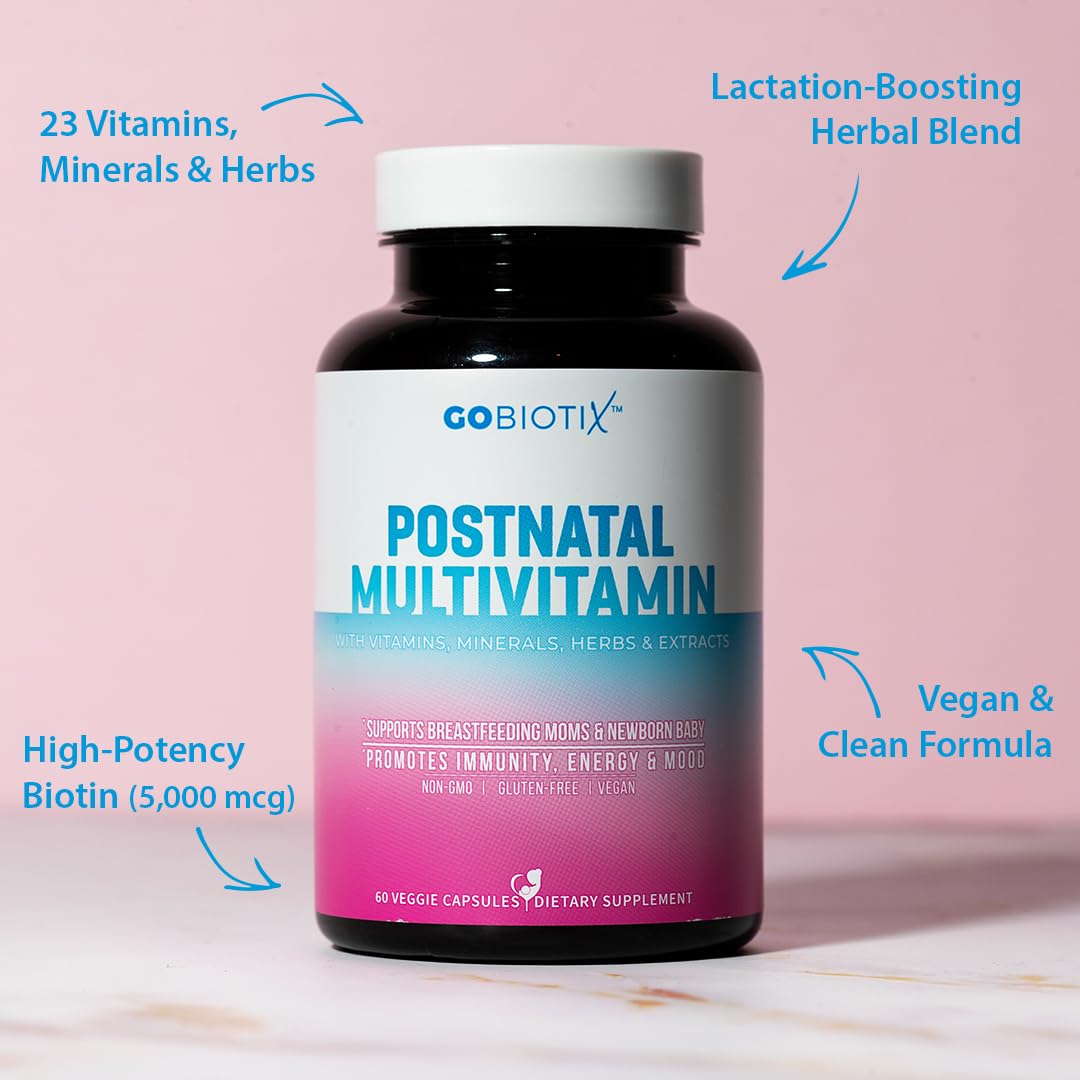 GOBIOTIX Postpartum Vitamins for Breastfeeding Moms Capsules 60 Count