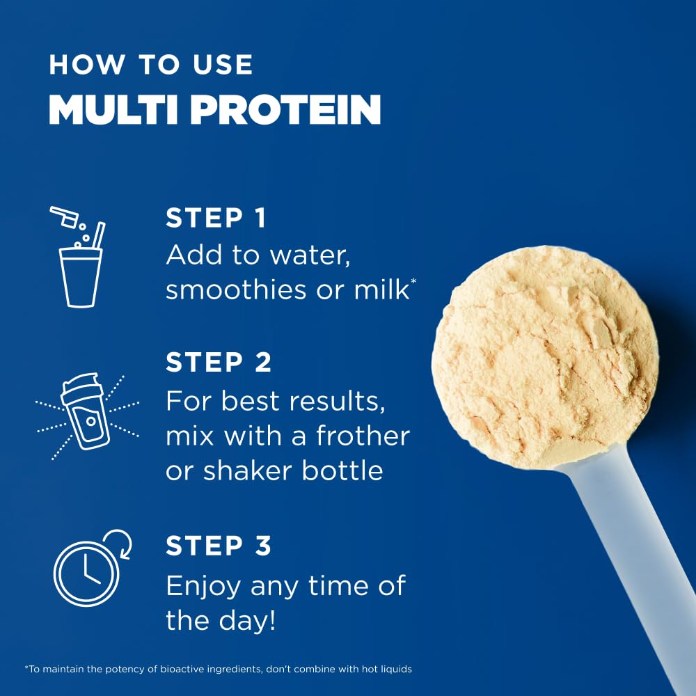 Ancient Nutrition Grass Fed Multi Protein, Bone Broth, Whey, Vanilla Bean Protein Powder, 18 Servings
